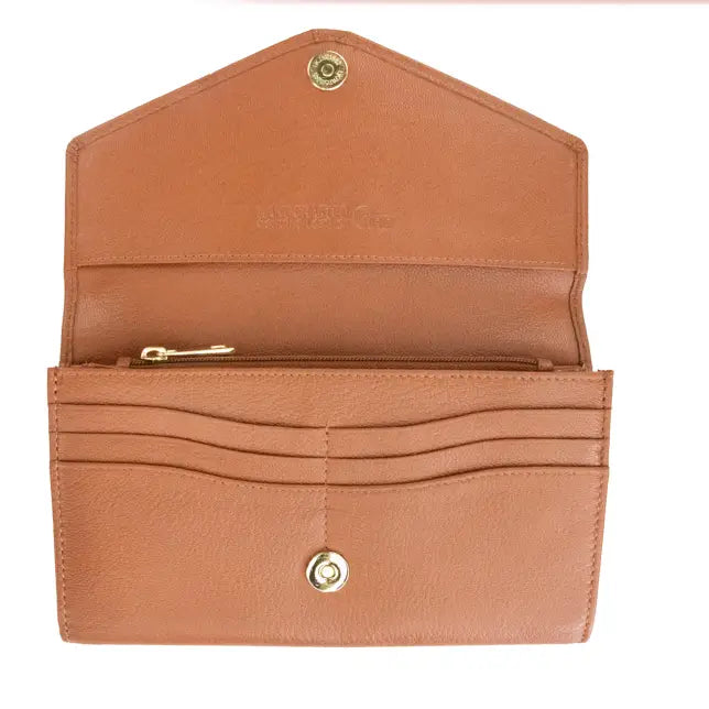 Cognac Donna Leather Envelope RFID Wallet
