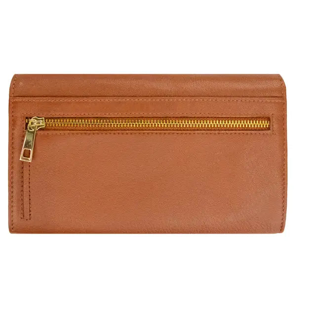 Cognac Donna Leather Envelope RFID Wallet