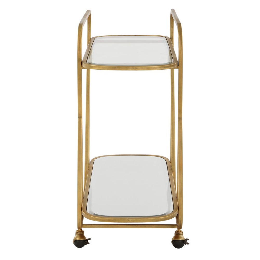 2-Tier Hourglass Iron and Glass Bar Cart