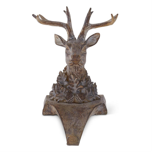 9.5" Resin Faux Wood Grain Deer Bust Stocking Holder