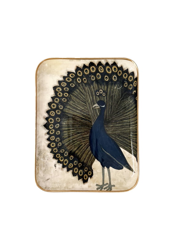 Large Paon Peacock Gilded Edge Tray