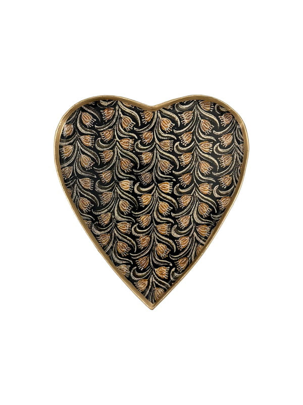 Albizia Heart Shaped Gilded Edge Tray