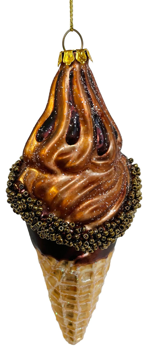 Chocolate Ice Cream with Gold Sprinkles Ornament
