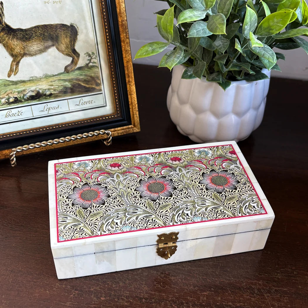 6-1/4″ William Morris Corncockle Printed Trinket Box