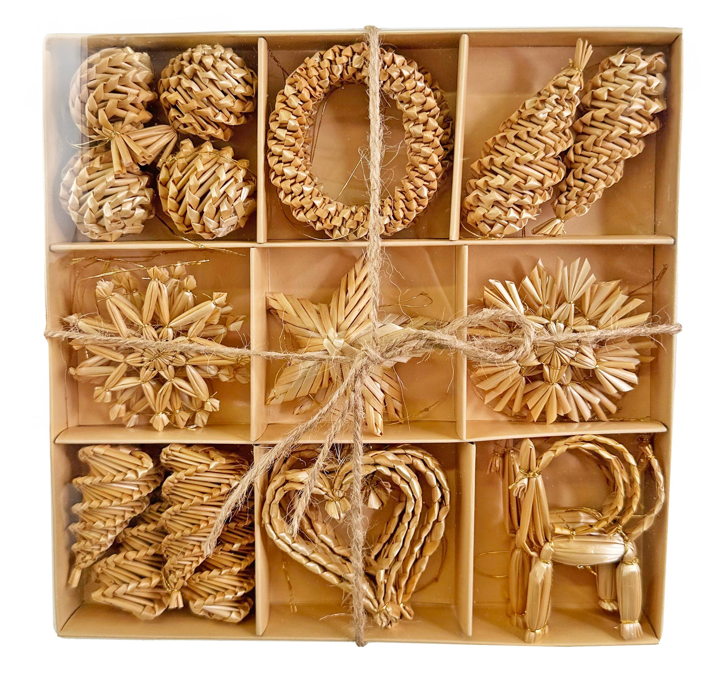 27 pc Natural Straw Ornament Set