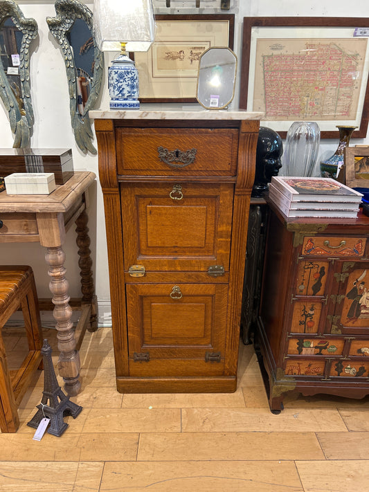 Marble Top Oak Cabinet | Bar Cabinet