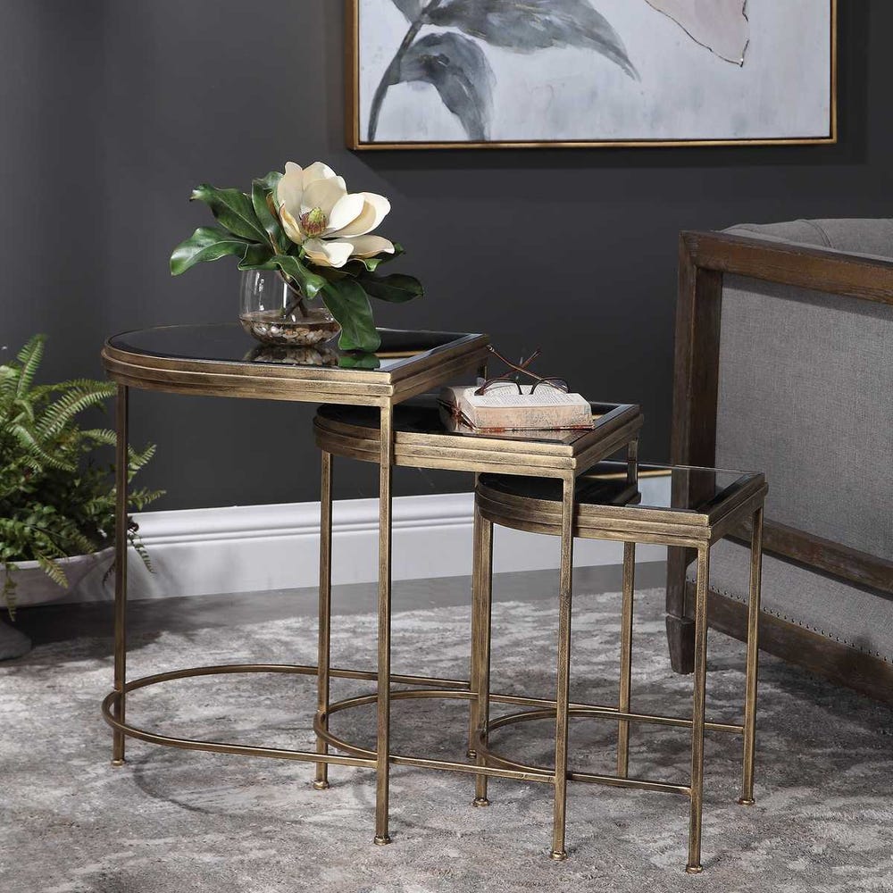 Set of 3 Gold India Nesting Tables