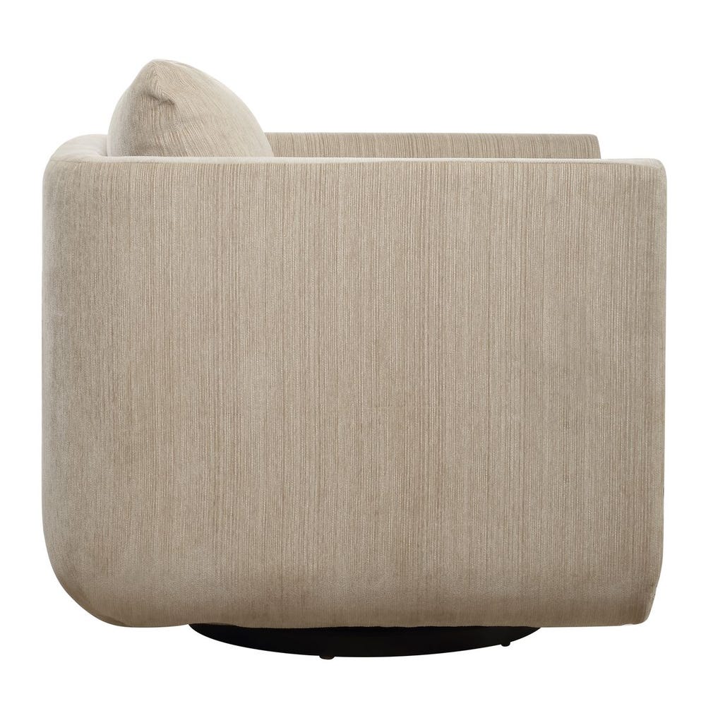 Chenille Rounded Frame Swivel Chair