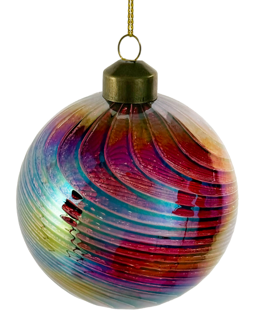 Glass Ball Red Diagonal Lines