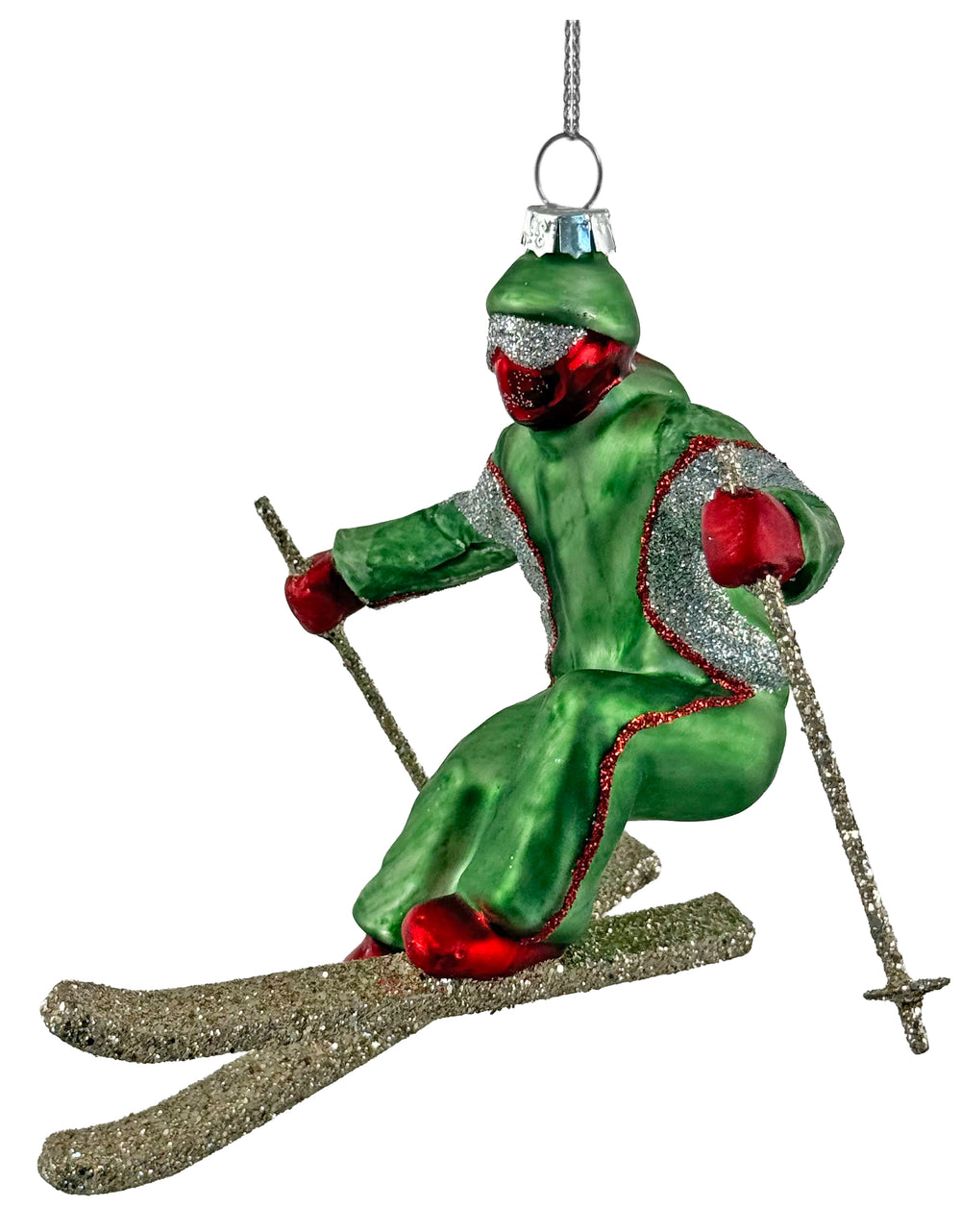 Glass Skier Ornament