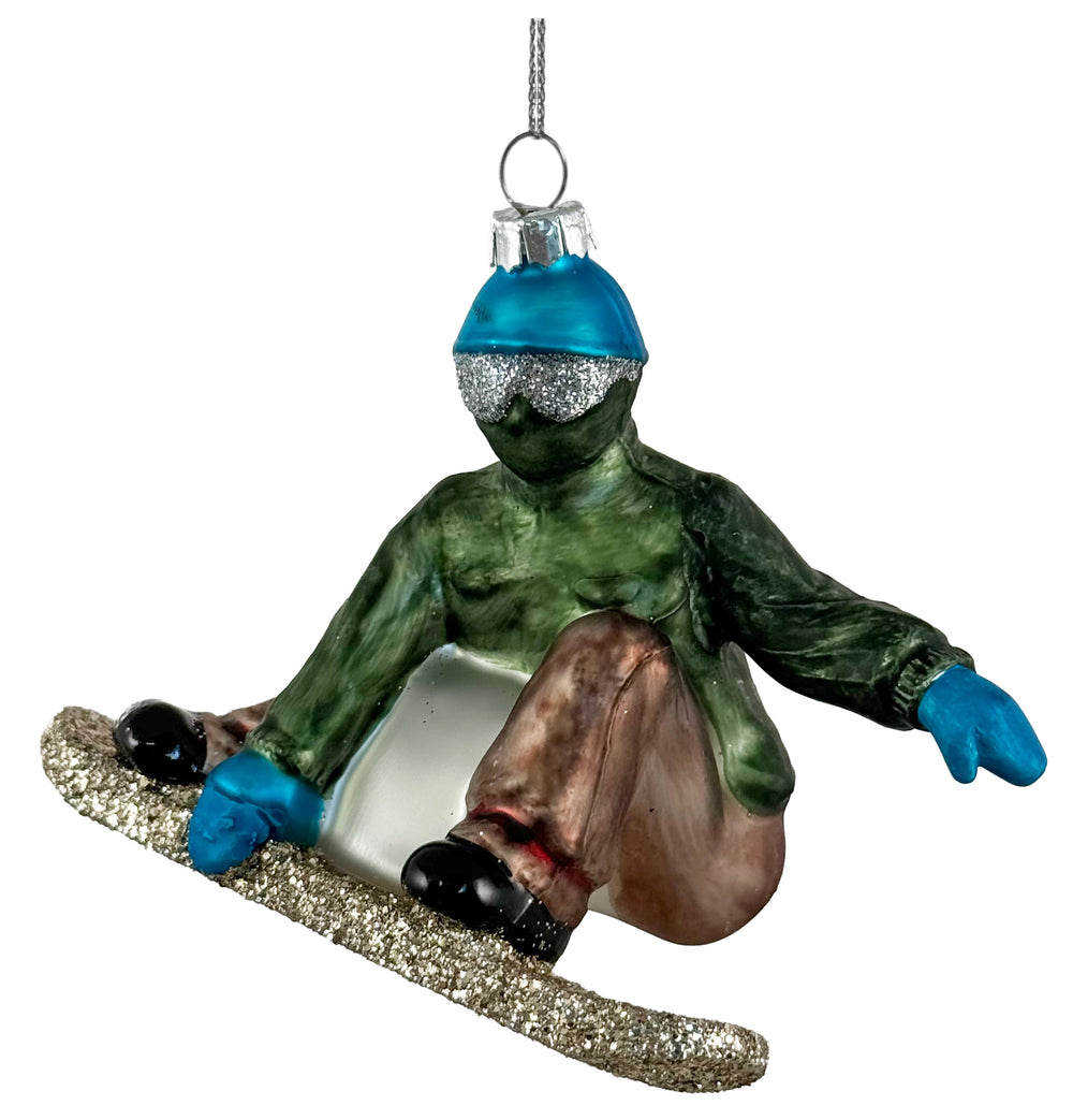 Glass Snowboarder Ornament