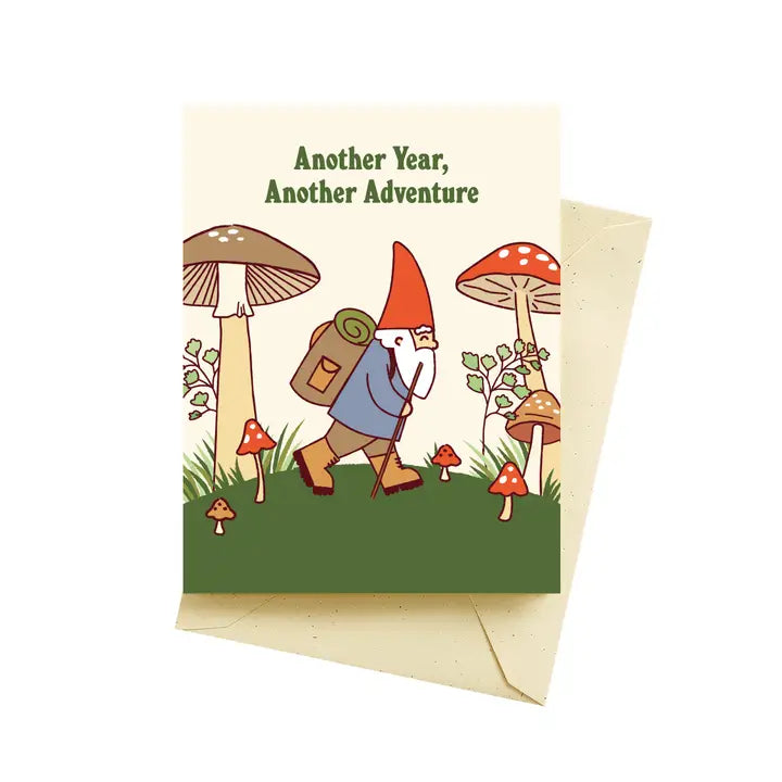 Gnome Hiking Birthday Card*