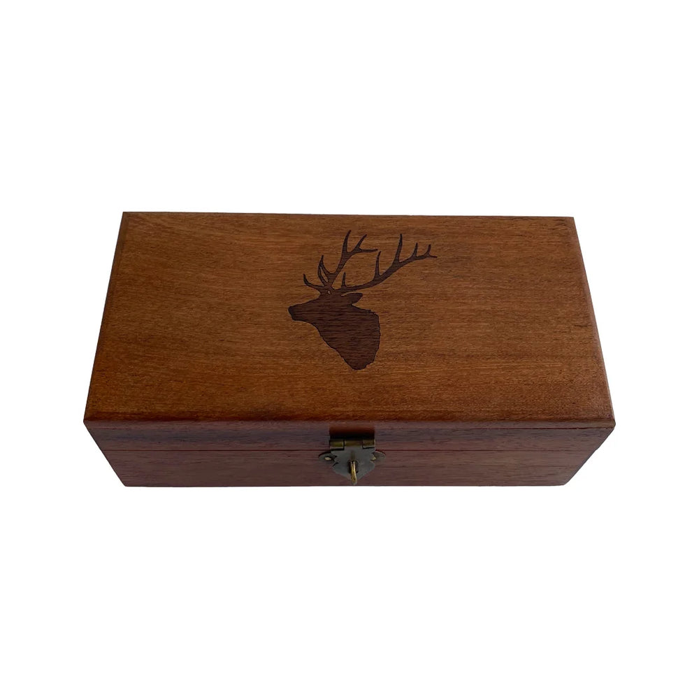 6-1/4″ Stag Head Engraved Acacia Wood Box