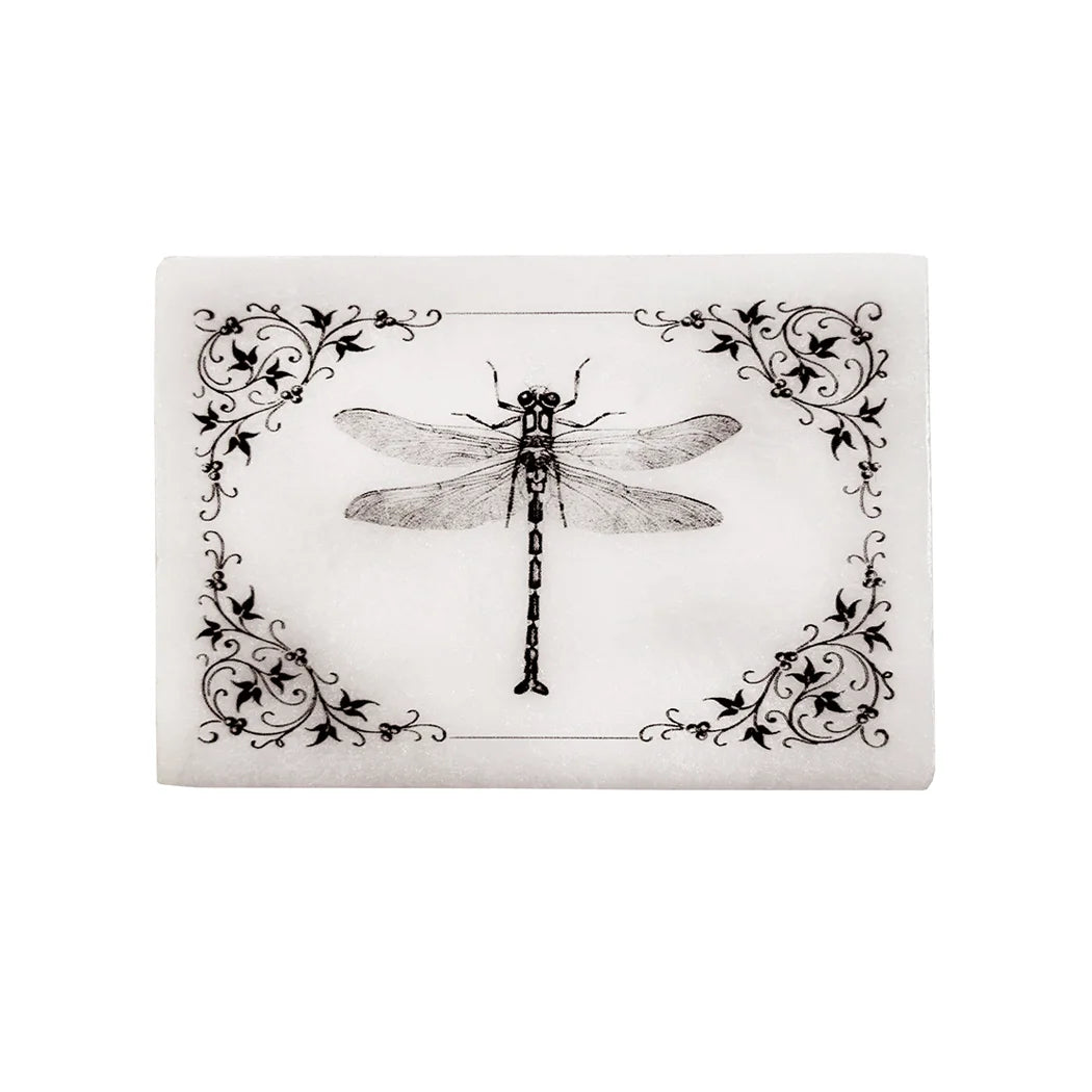 3″ Dragonfly with Vine Border White Soapstone Decorative Box