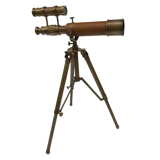 9-1/2″ Table Top Solid Brass Telescope w/ Tripod Stand