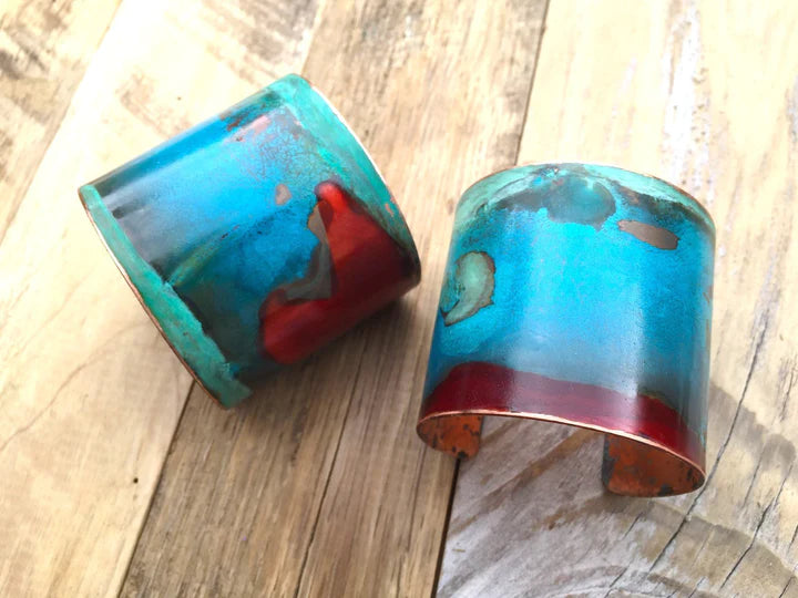 Red & Mix Verdigris Cuff 2"