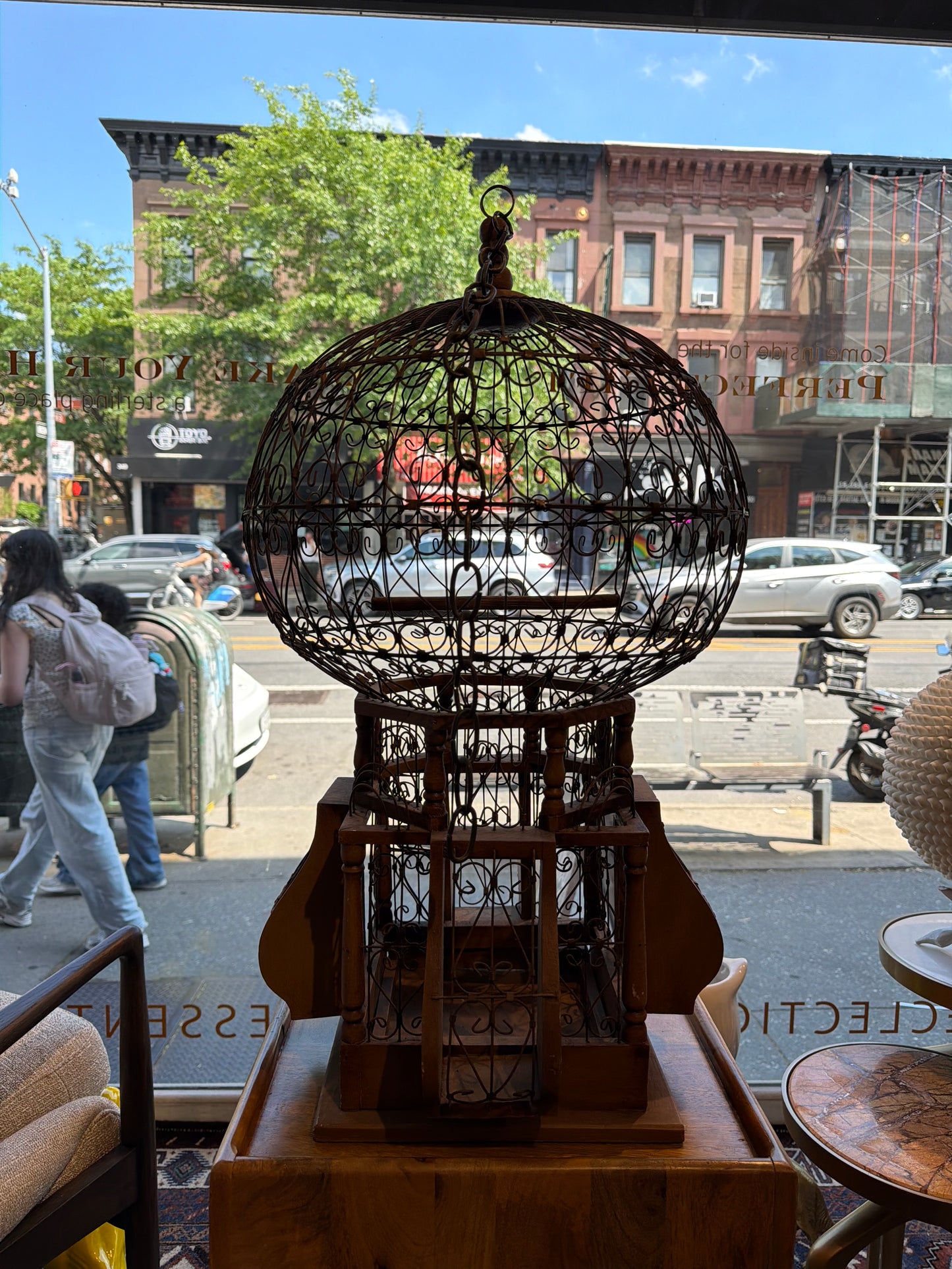 Victorian Air Balloon Shaped Metal and Wood Bird Cage