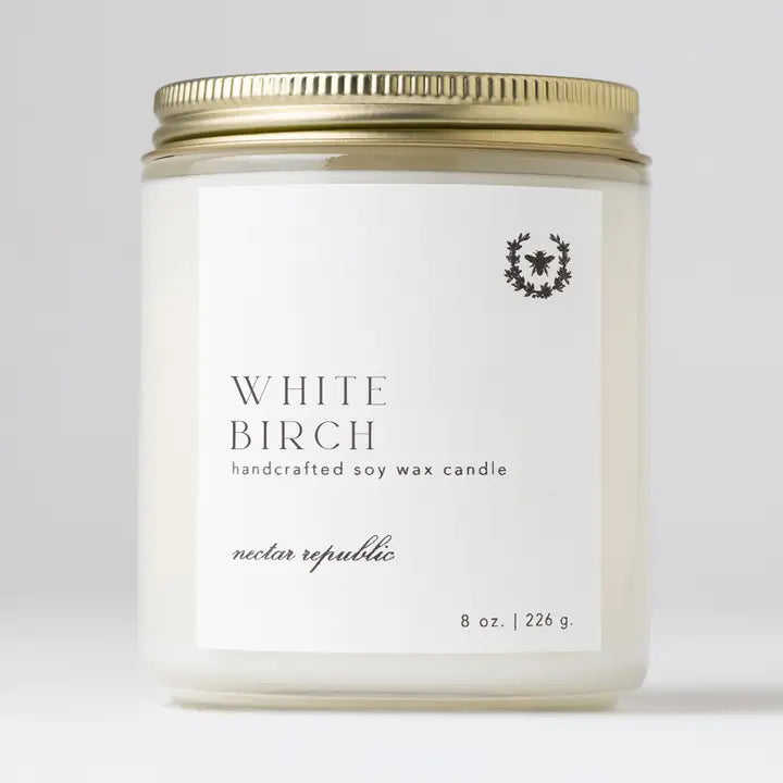 White Birch Jar Soy Candle | Fall Winter Crisp Clean Woodsy