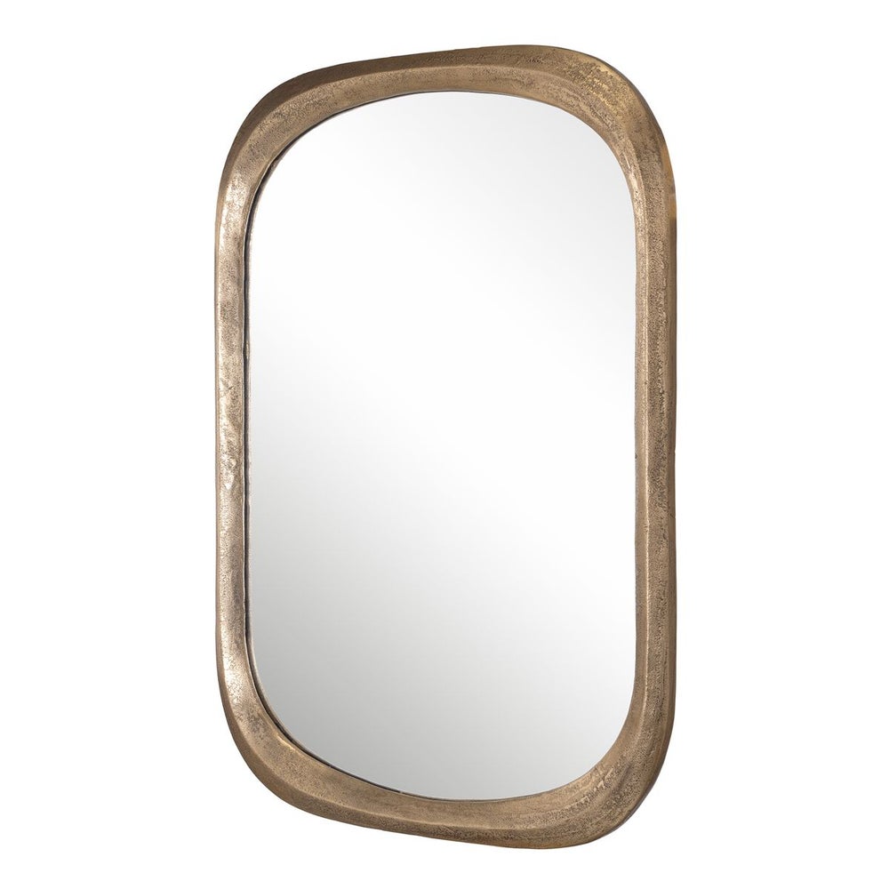 Textured Brass Mirror with Rounded Corners