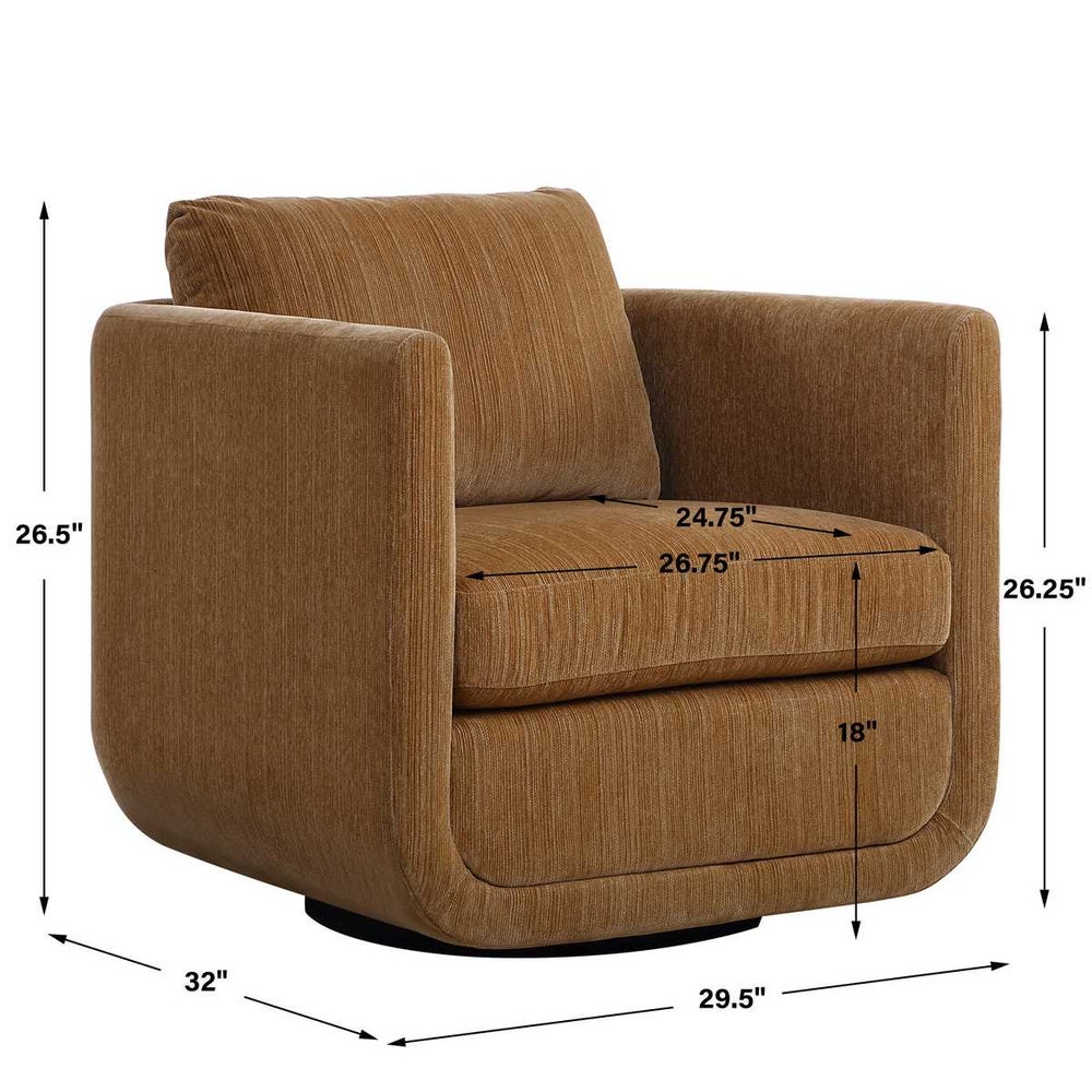 Chenille Rounded Frame Swivel Chair