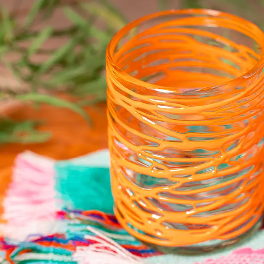 Orange Swirl Mexican Handblown Glass