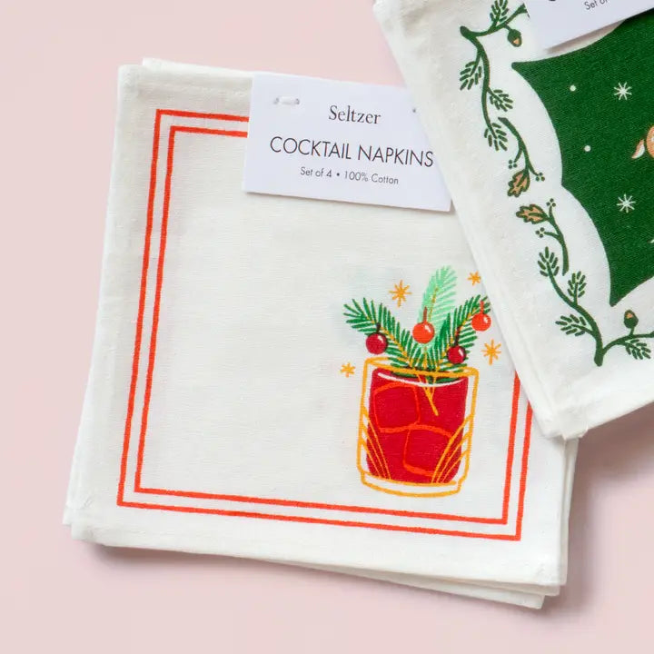 Merry Drinks Cocktail Napkin Set/4