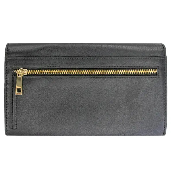 Black Donna Leather Envelope RFID Wallet