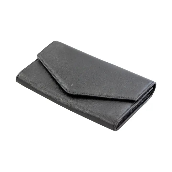 Black Donna Leather Envelope RFID Wallet