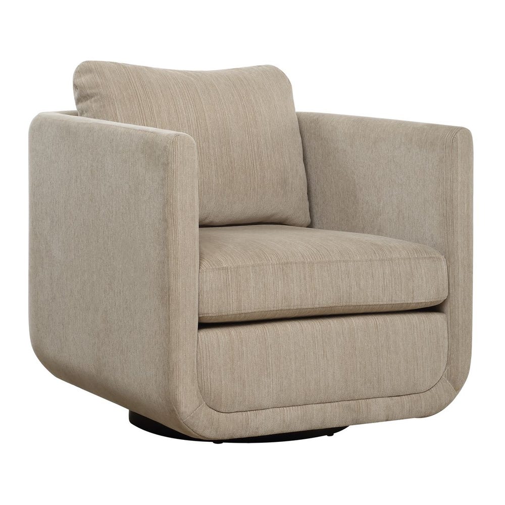 Chenille Rounded Frame Swivel Chair
