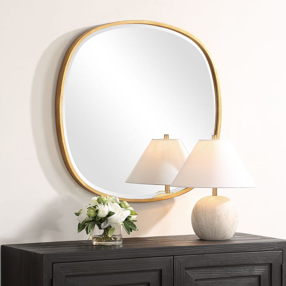Rounded Gold Leaf Mirror