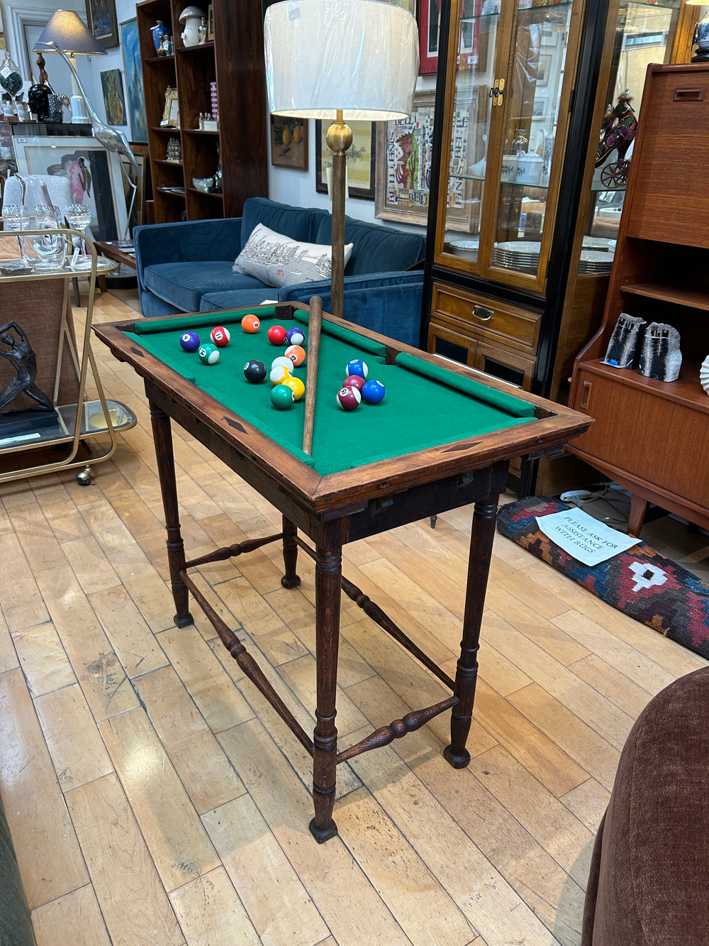 Antique Mini Pool Table w/ Stone Surface