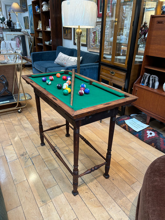 Antique Mini Pool Table w/ Stone Surface