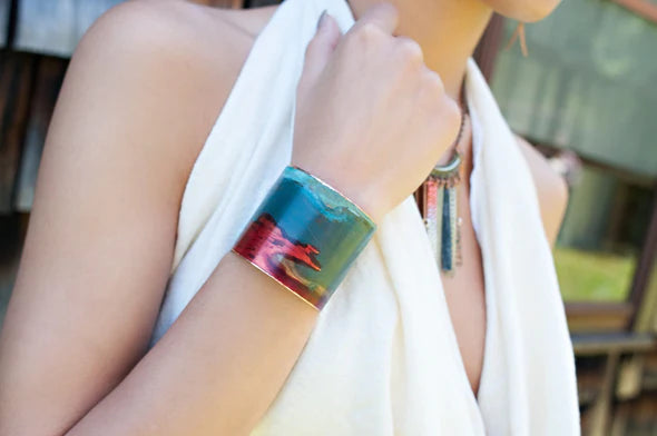 Red & Mix Verdigris Cuff 2"