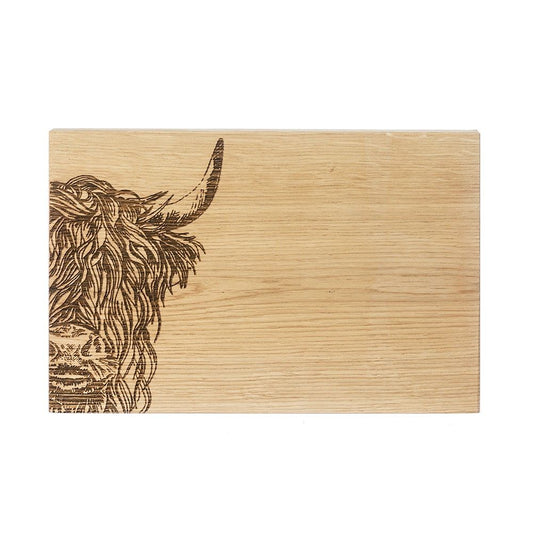 Highland Cow Oak Serving Board