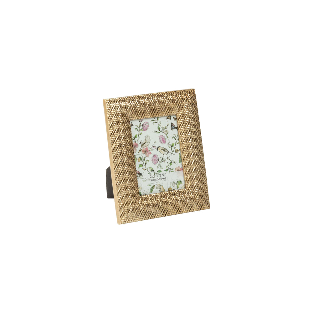 2.5"x 3.5" Micro Hexagon Pattern Pale Gold Resin Frame