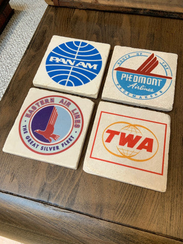 Airline Logo Set of 4 Marble Coasters