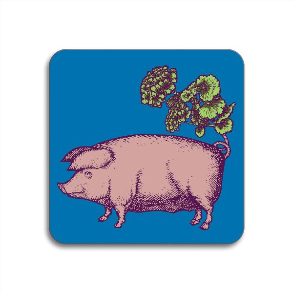 Pig 4" Square Coaster