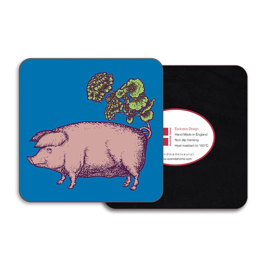 Pig 4" Square Coaster