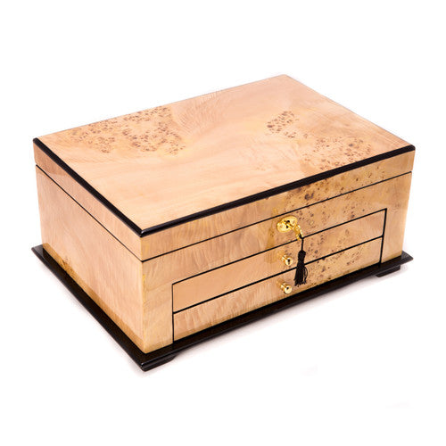 Large Natural Burlwood Jewelry Box