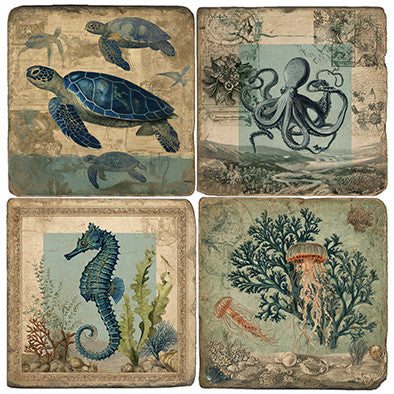 Ocean Symphony Set of 4 Marble Coasters