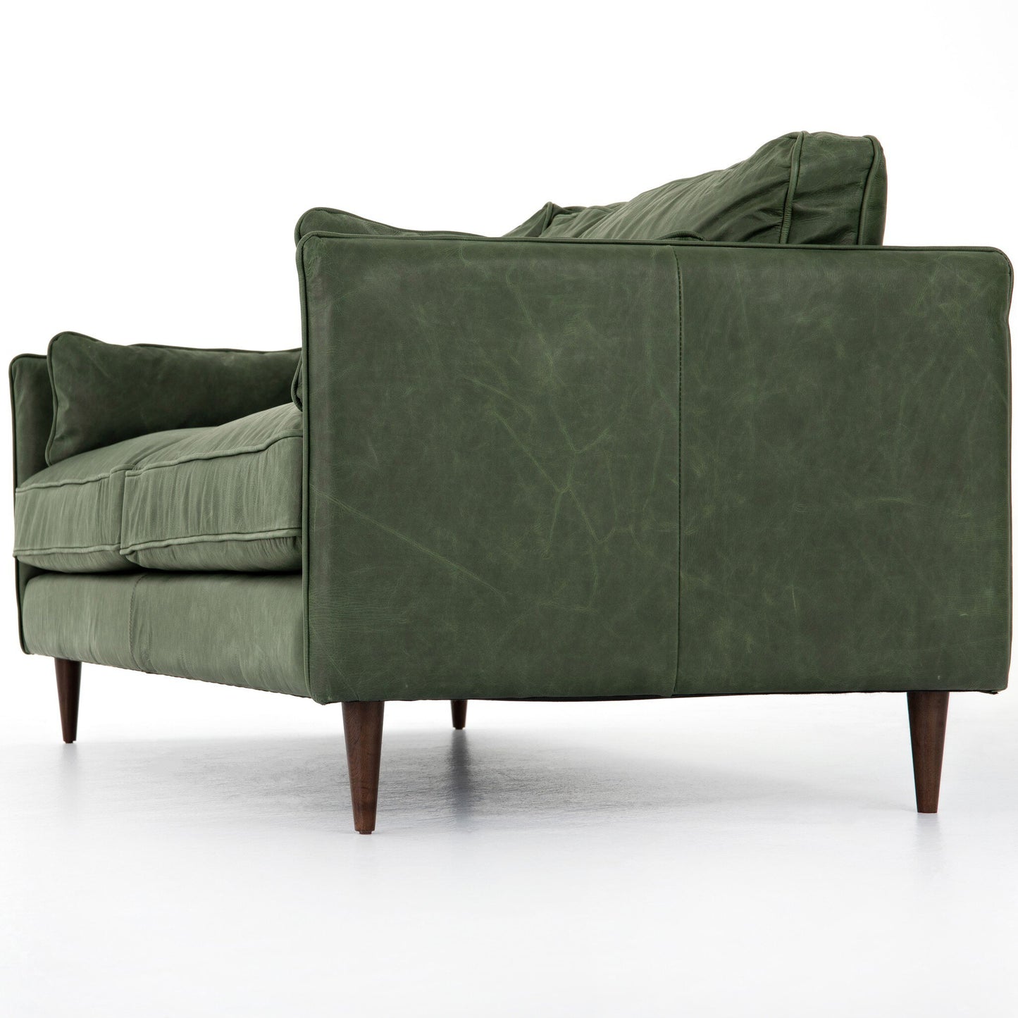 Two Cushion Leather Sofa with Tapered Beech Wood Legs