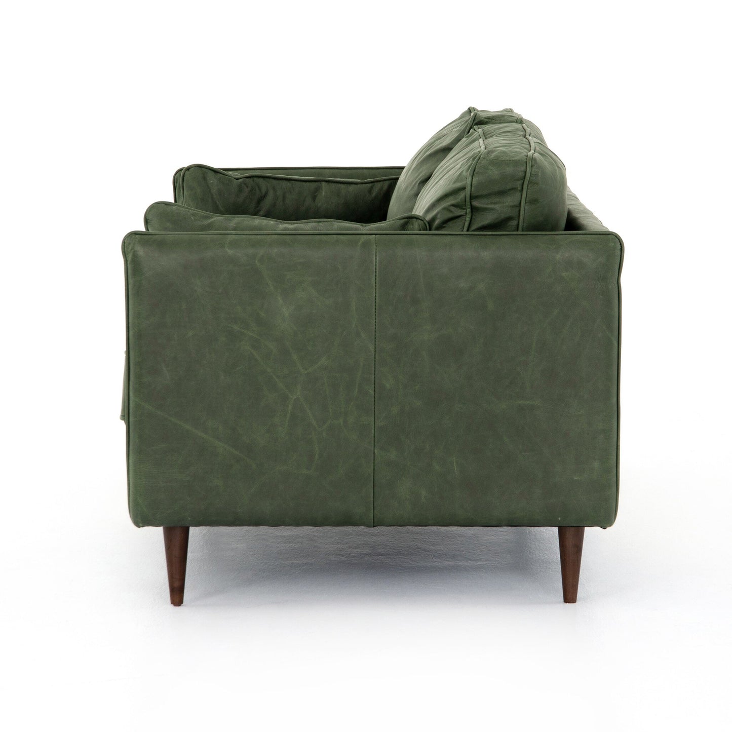 Two Cushion Leather Sofa with Tapered Beech Wood Legs