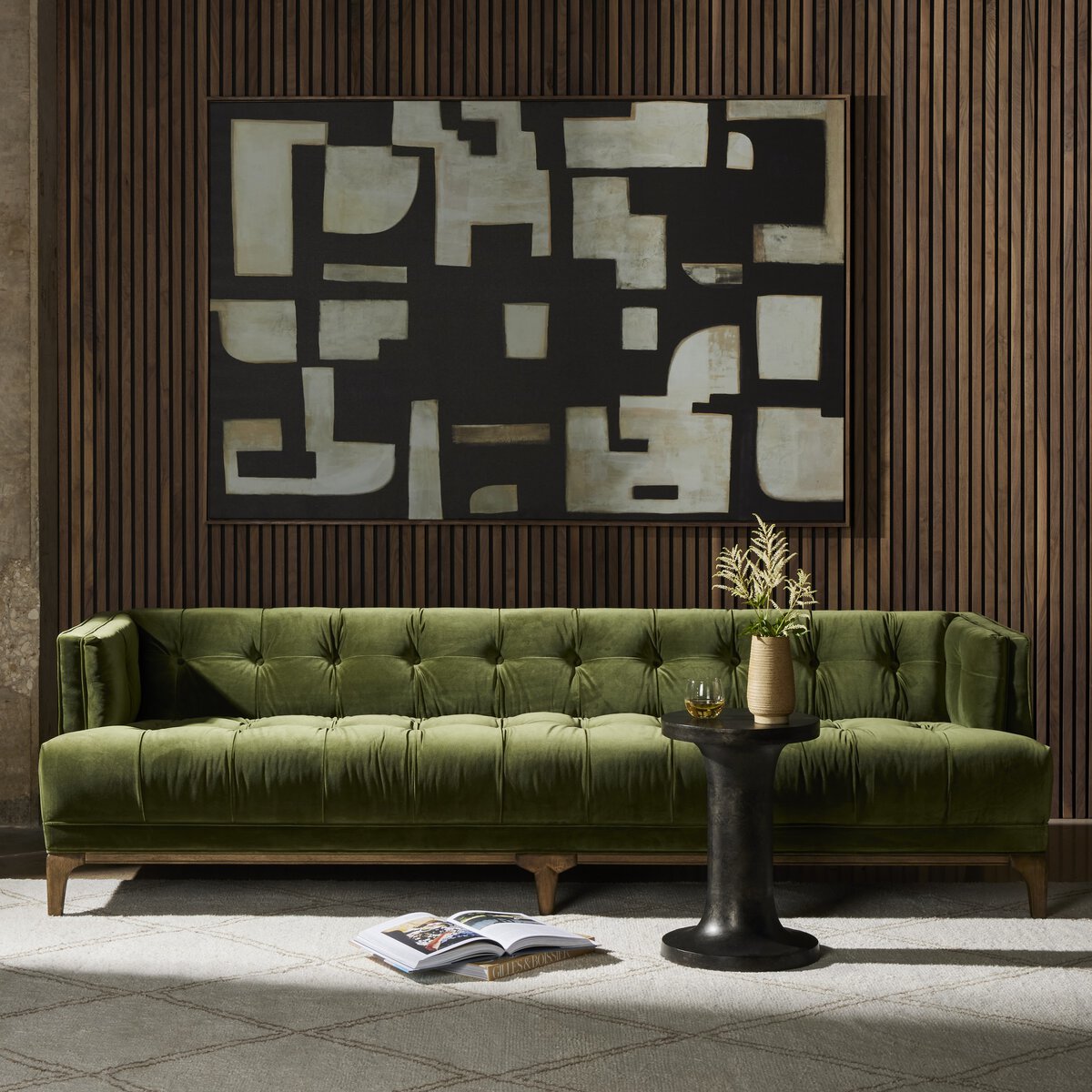 Tufted Sofa with Parawood Base