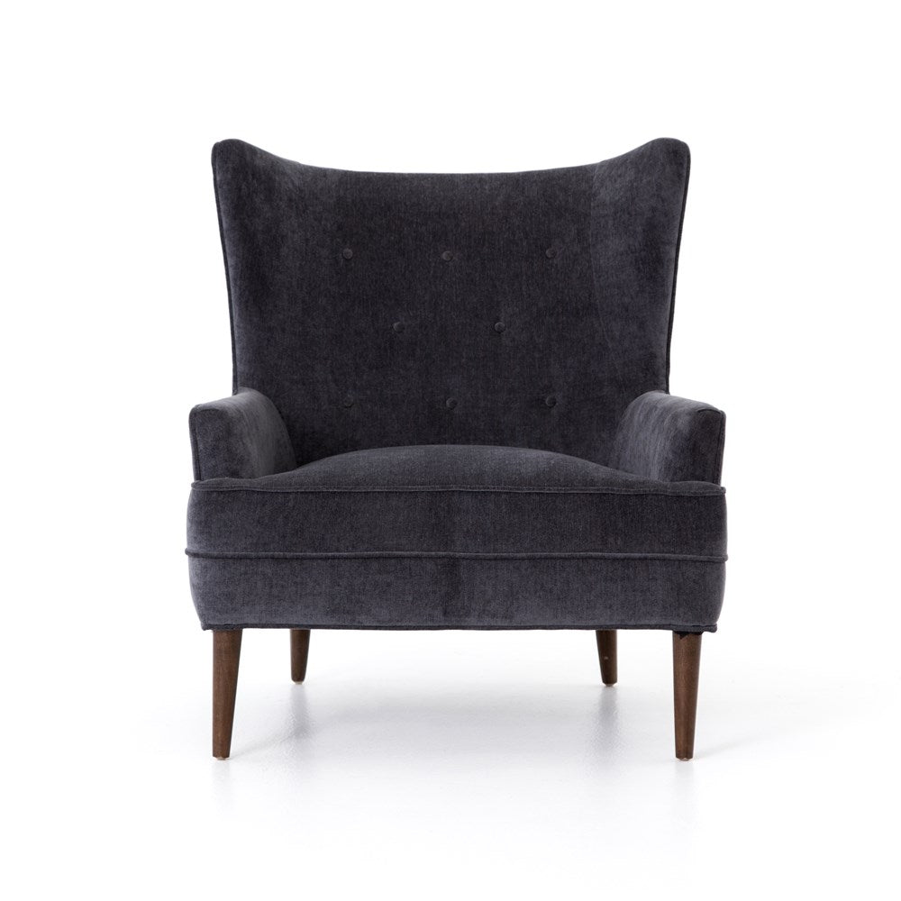 Charcoal Worn Velvet Armchair