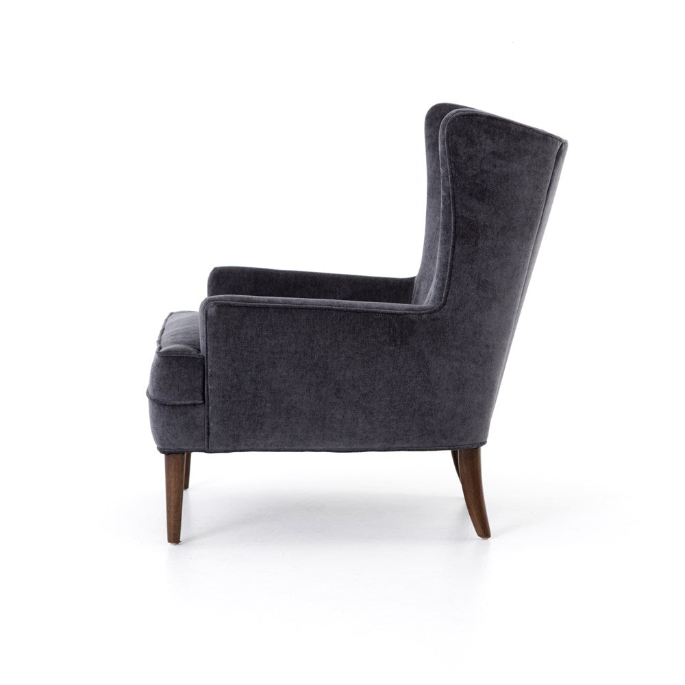 Charcoal Worn Velvet Armchair