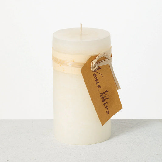 6" White Timber Pillar Candle