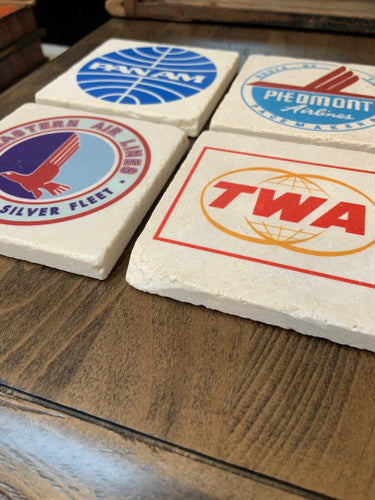Airline Logo Set of 4 Marble Coasters