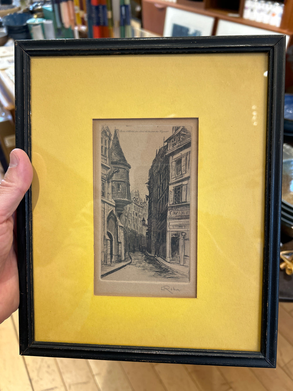 Antique European Street Etching