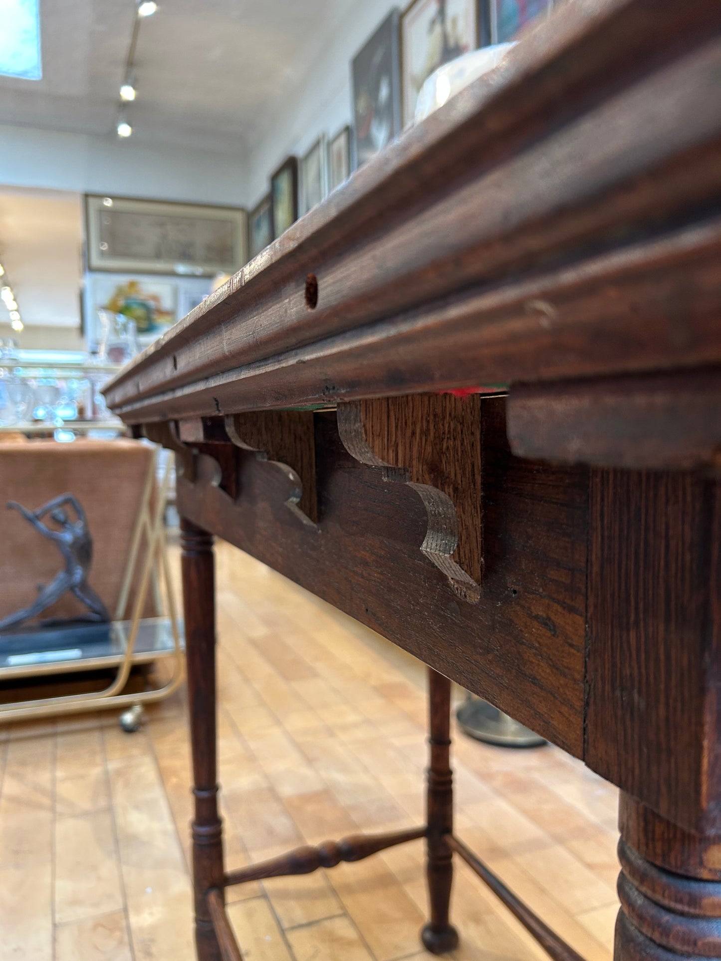 Antique Mini Pool Table w/ Stone Surface