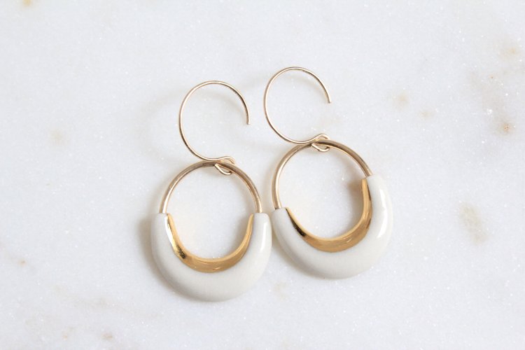 Eden Round Earrings: White